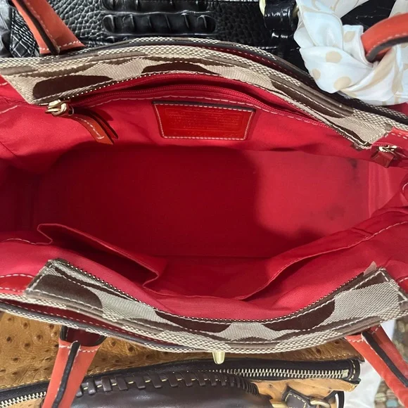 Coach Signature Leather Handbag - Picture 4 of 5